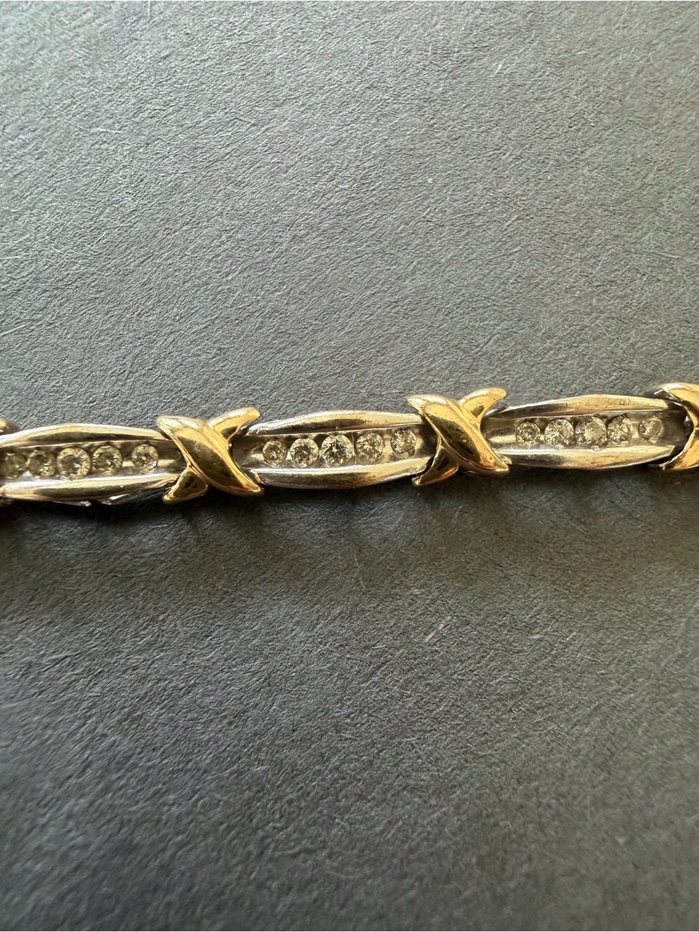 10k White and Yellow Gold and Diamond XO Link Bracelet - Women's Jewelry